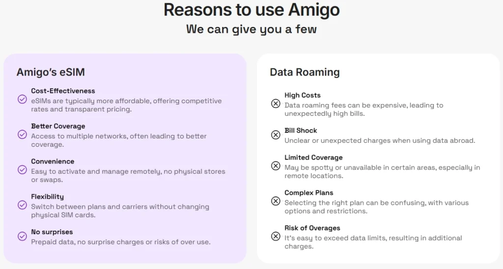 Amigo eSIM Features