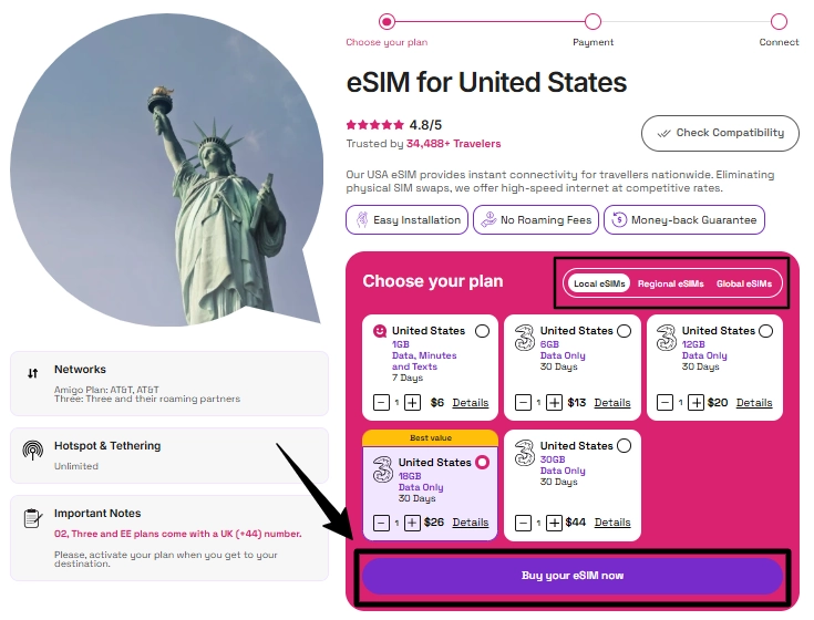 Choose Amigo eSIM Plan