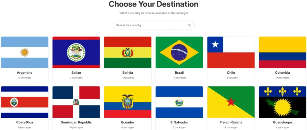 Choose Destination for LATAM Travellers