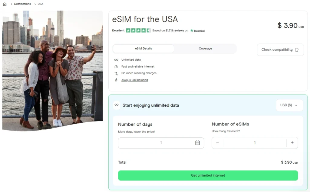 Choose Holafly eSIM Plan