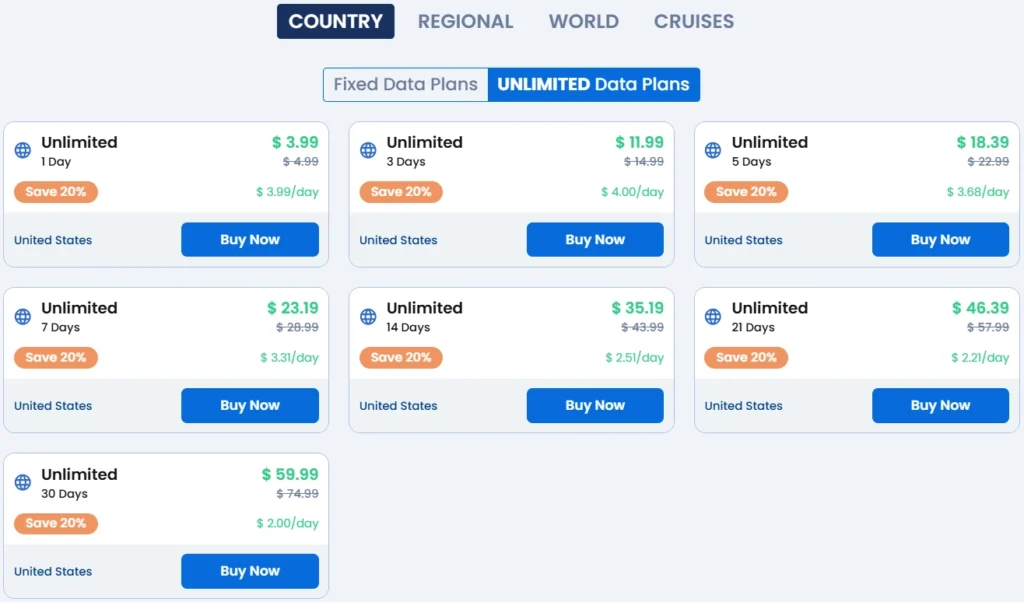 Choose GigSky Plan to Apply  Coupon Code