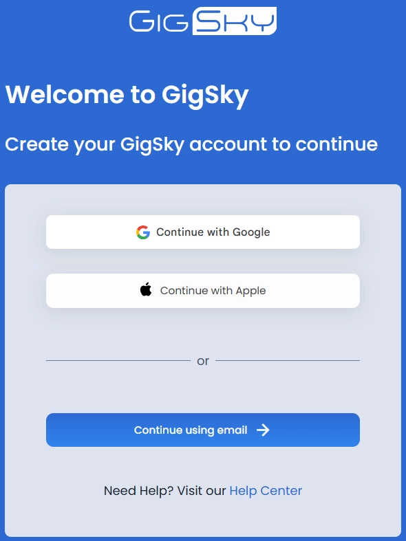 Create GigSky Account 