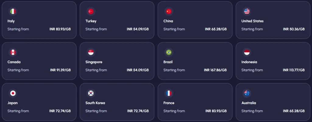 Choose Destination for Applying Nomad eSIM Coupon Code