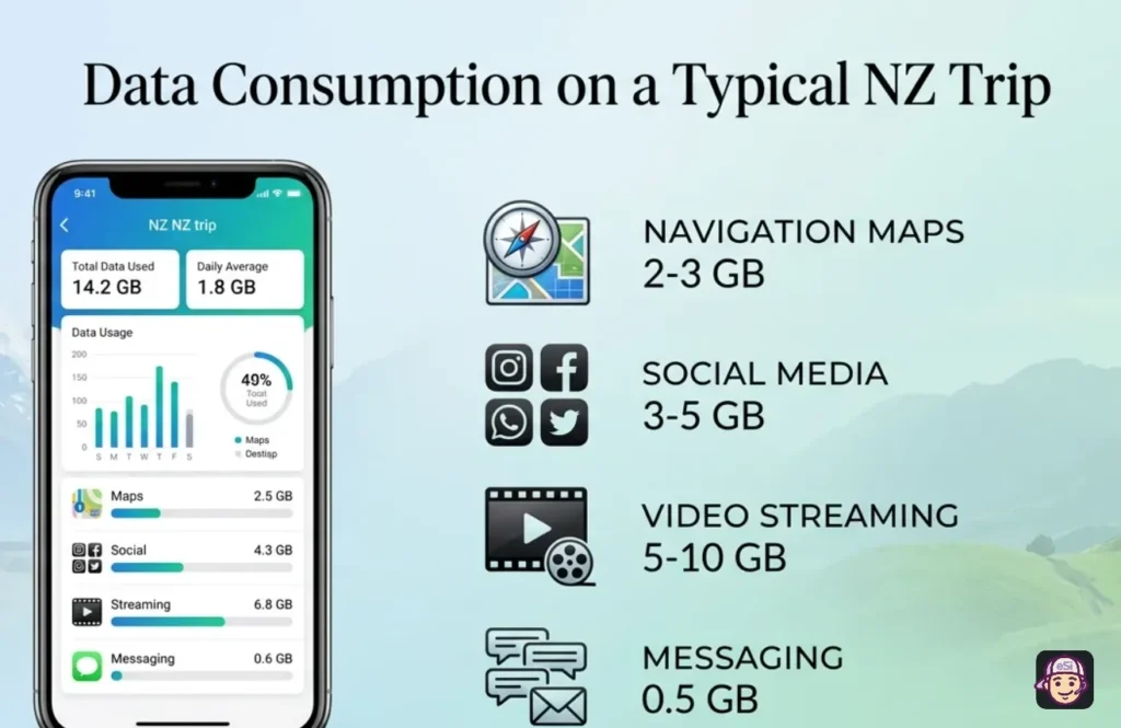Data Consumption on a Typical New Zealand Trip