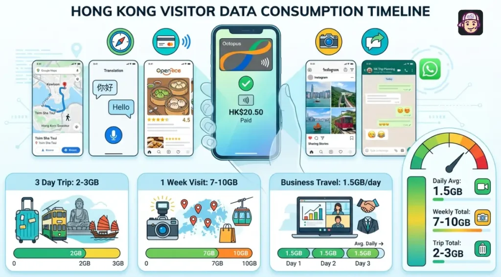 Hong Kong eSIM Data Consumption Timeline
