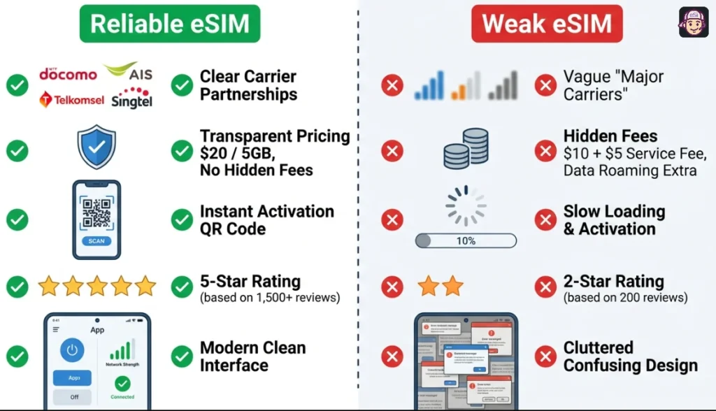 Reliable eSIM VS Weak eSIM