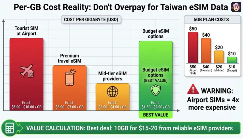 Taiwan eSIM Per-GB Cost Reality
