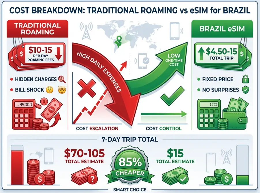 Traditional Roaming VS eSIM for Brazil