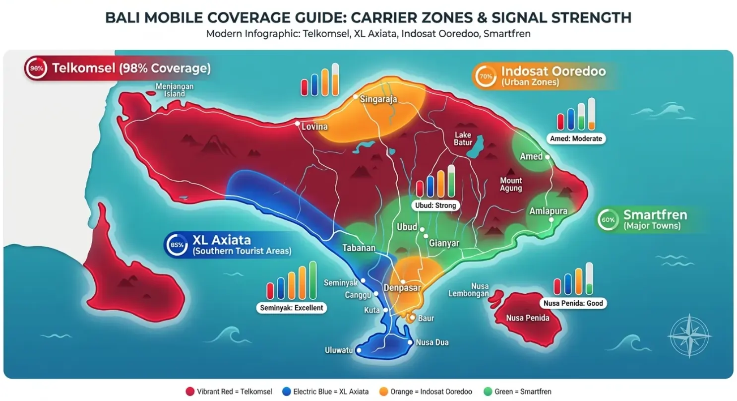 Bali Mobile Coverage - Carrier Zones & Signal Strength